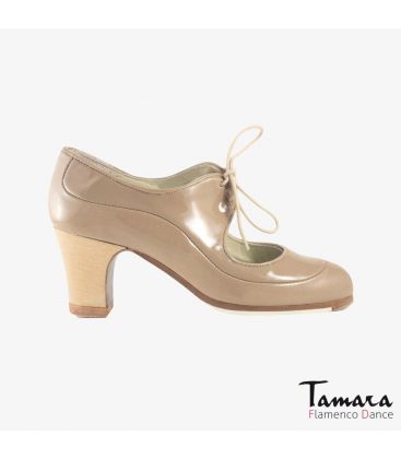 zapatos de flamenco profesionales personalizables - Begoña Cervera - Angelito piel camel clasico madera