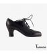 flamenco shoes professional for woman - Begoña Cervera - Antiguo leather alligator skin black carrete 