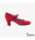 chaussures professionelles de flamenco pour femme - Begoña Cervera - Arco I daim et peau de serpent rouge carrete 