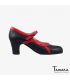 zapatos de flamenco profesionales personalizables - Begoña Cervera - Arco I piel negro y rojo tacon clasico 