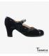 zapatos de flamenco profesionales personalizables - Begoña Cervera - Arco II ante y serpiente negro tacon clasico 