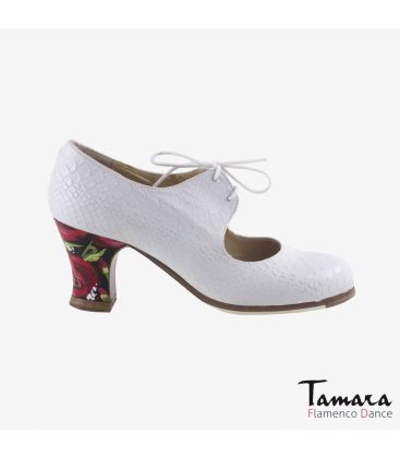 flamenco shoes professional for woman - Begoña Cervera - Arty whit snakeskin carrete painted heel 