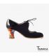 flamenco shoes professional for woman - Begoña Cervera - Arty black suede and patent leather carrete painted heel 