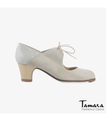 chaussures professionelles de flamenco pour femme - Begoña Cervera - Arty daim et cuir vernis chino talon classique 5 cm bois 
