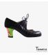 chaussures professionelles de flamenco pour femme - Begoña Cervera - Arty peau d'alligator et daim noir talon carrete peint 