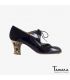chaussures professionelles de flamenco pour femme - Begoña Cervera - Arty daim et cuir vernis noir talon carrete peint 