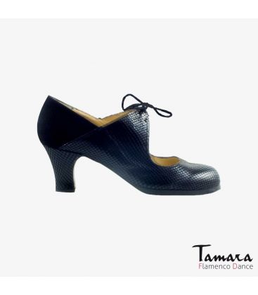 chaussures professionelles de flamenco pour femme - Begoña Cervera - Arty peau de serpent et daim noir carrete 