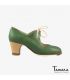 zapatos de flamenco profesionales personalizables - Begoña Cervera - Arty piel verde tacon clasico 5cm madera 