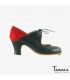 flamenco shoes professional for woman - Begoña Cervera - Arty dark green leather and red suede carrete 
