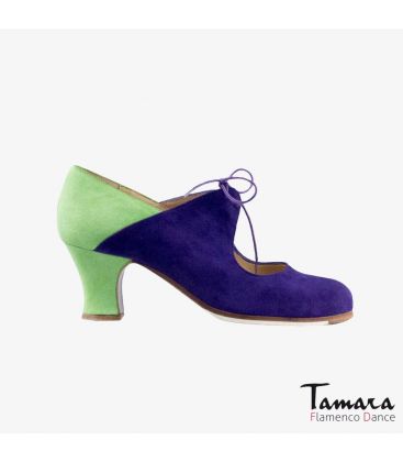 chaussures professionelles de flamenco pour femme - Begoña Cervera - Arty daim vert et violet carrete