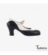 chaussures professionelles de flamenco pour femme - Begoña Cervera - Binome cuir blanc et noir carrete 