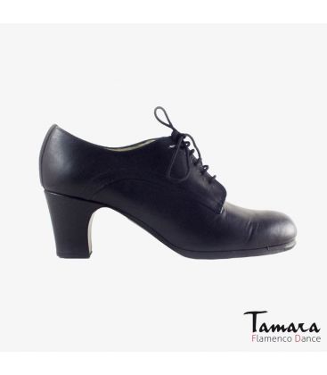 zapatos de flamenco profesionales personalizables - Begoña Cervera - Blucher negro piel tacón clásico 