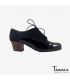 flamenco shoes professional for woman - Begoña Cervera - Butchler black patent leather suede cuabno heel 
