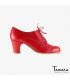 zapatos de flamenco profesionales personalizables - Begoña Cervera - Blucher rojo piel tacón clásico 