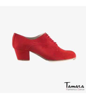 flamenco shoes professional for woman - Begoña Cervera - Butchler red suede cubano heel 