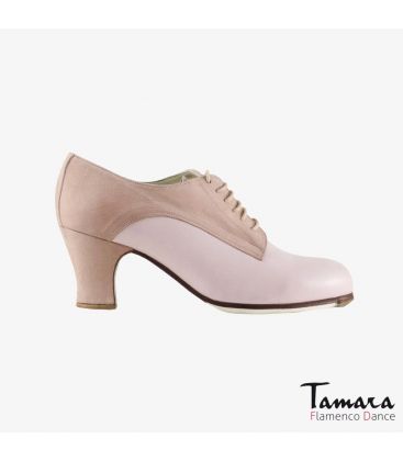 zapatos de flamenco profesionales personalizables - Begoña Cervera - Blucher rosa palo piel y ante carrete 