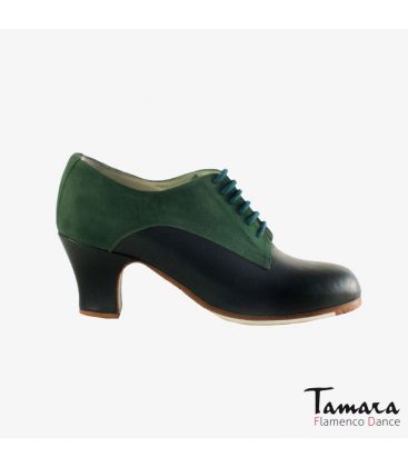 zapatos de flamenco profesionales personalizables - Begoña Cervera - Blucher verde piel y ante carrete 