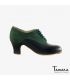 flamenco shoes professional for woman - Begoña Cervera - Butchler green suede and leather carrete 