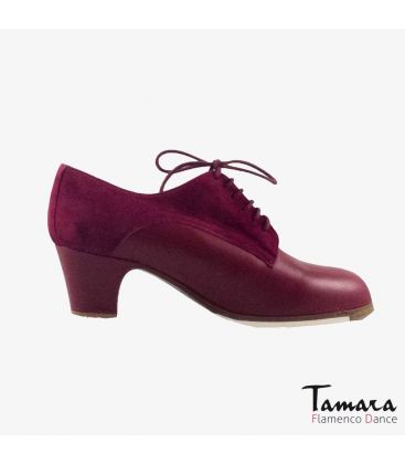 flamenco shoes professional for woman - Begoña Cervera - Butchler bordeaux suede and leather classic 5cm heel 