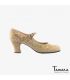 flamenco shoes professional for woman - Begoña Cervera - Bordado Correa I (embroidered) beige suede carrete 