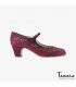 chaussures professionelles de flamenco pour femme - Begoña Cervera - Bordado Correa I (broderie) bordeaux daim talon classique 5cm 