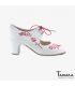 flamenco shoes professional for woman - Begoña Cervera - Bordado Cordonera (embroidered) white and red leather classic heel 