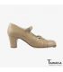 flamenco shoes professional for woman - Begoña Cervera - Calado beige leather classic heel 
