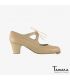 chaussures professionelles de flamenco pour femme - Begoña Cervera - Candor beige cuir talon classique 5cm 