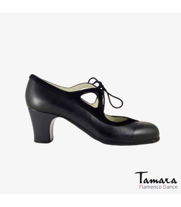 flamenco shoes professional for woman - Begoña Cervera - Candor black leather and suede classic heel 