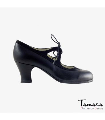 chaussures professionelles de flamenco pour femme - Begoña Cervera - Candor noir cuir et daim carrete 