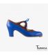 flamenco shoes professional for woman - Begoña Cervera - Candor blue leather and brown alligator classic heel 