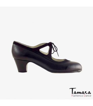 flamenco shoes professional for woman - Begoña Cervera - Candor black leather and suede classic 5cm heel 