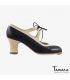 chaussures professionelles de flamenco pour femme - Begoña Cervera - Candor cuir noir et chino carrete bois 