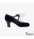 chaussures professionelles de flamenco pour femme - Begoña Cervera - Candor daim noir et grey cuir carrete bois fonce 