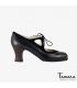 flamenco shoes professional for woman - Begoña Cervera - Candor black suede and leather carrete dark wood 