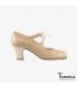 chaussures professionelles de flamenco pour femme - Begoña Cervera - Candor beige cuir carrete bois 