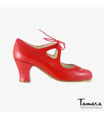 flamenco shoes professional for woman - Begoña Cervera - Candor red suede and leather carrete 