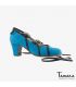 zapatos de flamenco profesionales personalizables - Begoña Cervera - Cintas azul negro ante tacón clásico 