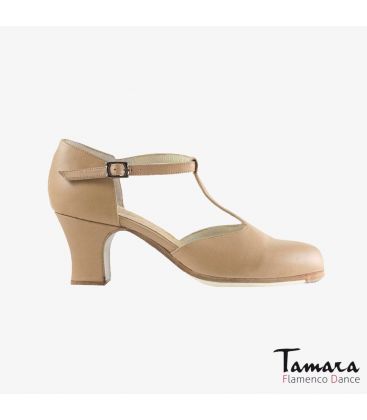chaussures professionelles de flamenco pour femme - Begoña Cervera - Clásico Español I beige cuir carrete 