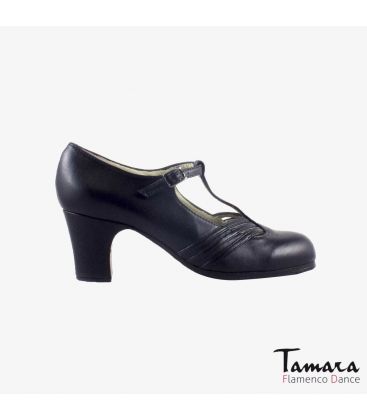flamenco shoes professional for woman - Begoña Cervera - Class black leather classic heel 