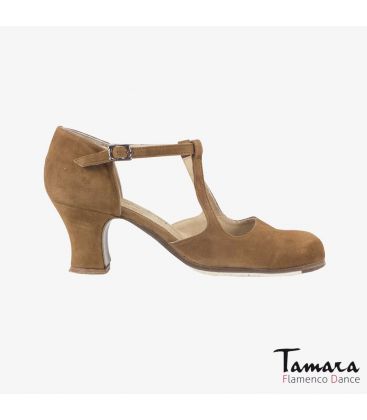 chaussures professionelles de flamenco pour femme - Begoña Cervera - Clásico Español III marron daim carrete 