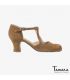 flamenco shoes professional for woman - Begoña Cervera - Clasico Español III brown suede carrete 