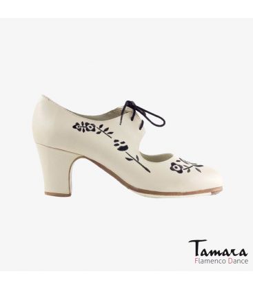 flamenco shoes professional for woman - Begoña Cervera - Bordado Cordonera (embroidered) chino leather classic heel 