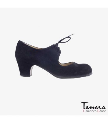 flamenco shoes professional for woman - Begoña Cervera - Cordonera black suede classic 5cm heel 