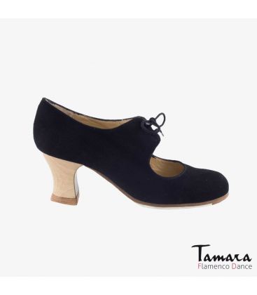 flamenco shoes professional for woman - Begoña Cervera - Cordonera black suede carrete wood