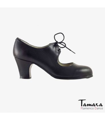 flamenco shoes professional for woman - Begoña Cervera - Cordonera black leather classic heel 