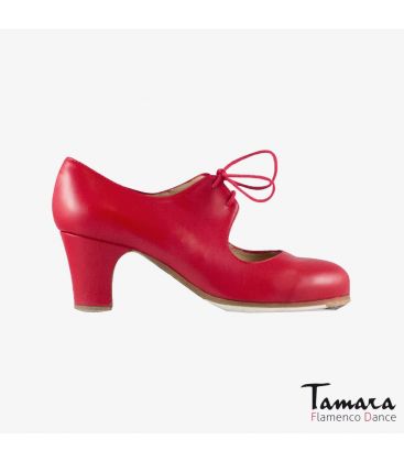 chaussures professionelles de flamenco pour femme - Begoña Cervera - Cordonera rouge cuir talon classique 