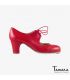 flamenco shoes professional for woman - Begoña Cervera - Cordonera red leather classic heel 
