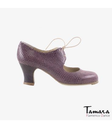 zapatos de flamenco profesionales personalizables - Begoña Cervera - Cordonera serpiente agapanto carrete madera oscura 