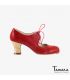 chaussures professionelles de flamenco pour femme - Begoña Cervera - Cordonera rouge peau de serpent carrete bois 